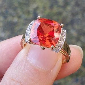 10k solid gold orange sapphire ring